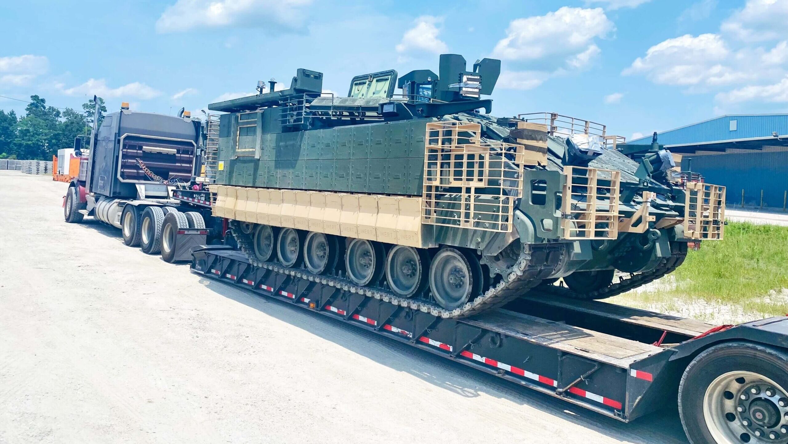 Tank on RGN Trailer